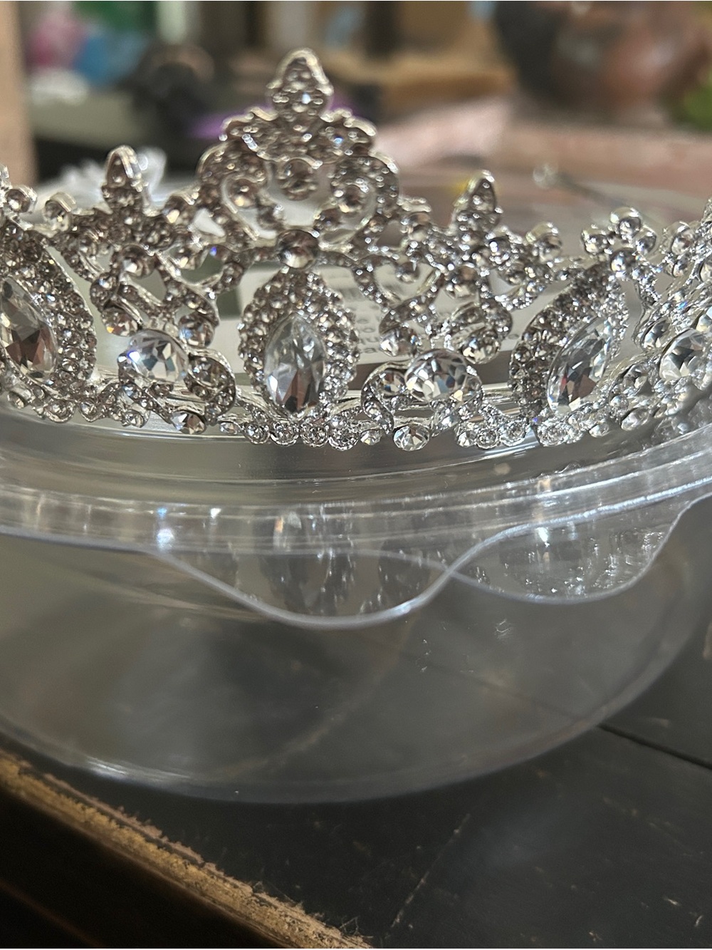 David’s Bridal Crystal Silver Tiara